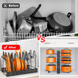 Pot Organizer Rack 8 Tiers Pots And Pans Organizer, Pot Lid Organizer For Kitchen Cabinet Cookware Organizers And Storage,Upgraded
